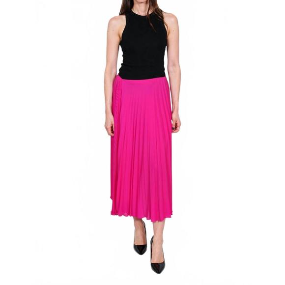 NEW VALENTINO pleated midi skirt in fuchsia